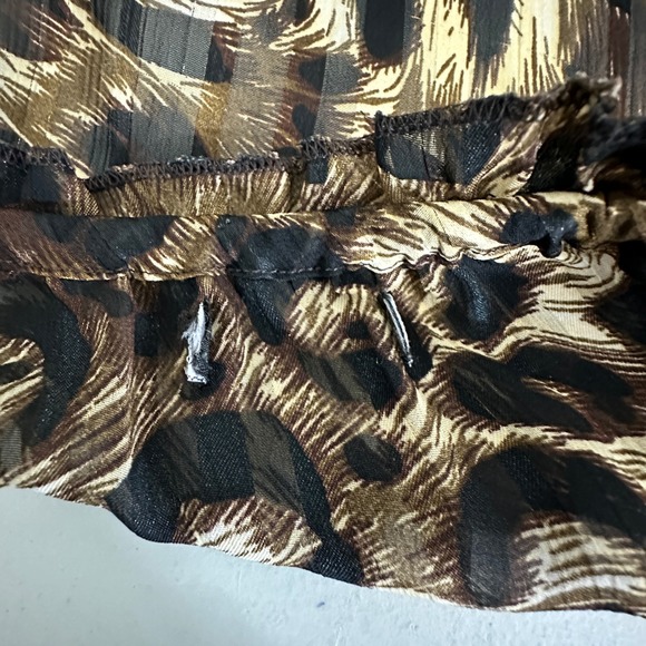 Retro 90s Womens Top L Sheer Leopard Print Off Shoulder Smocked Going Out Party - Picture 10 of 10